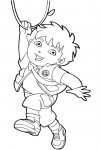 Diego swinging in the forest on a liana