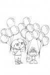 Dora and Boots with a lot of balloons