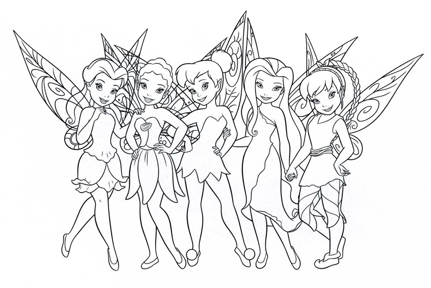 tinkerbell coloring pages overview with a lot of fairies